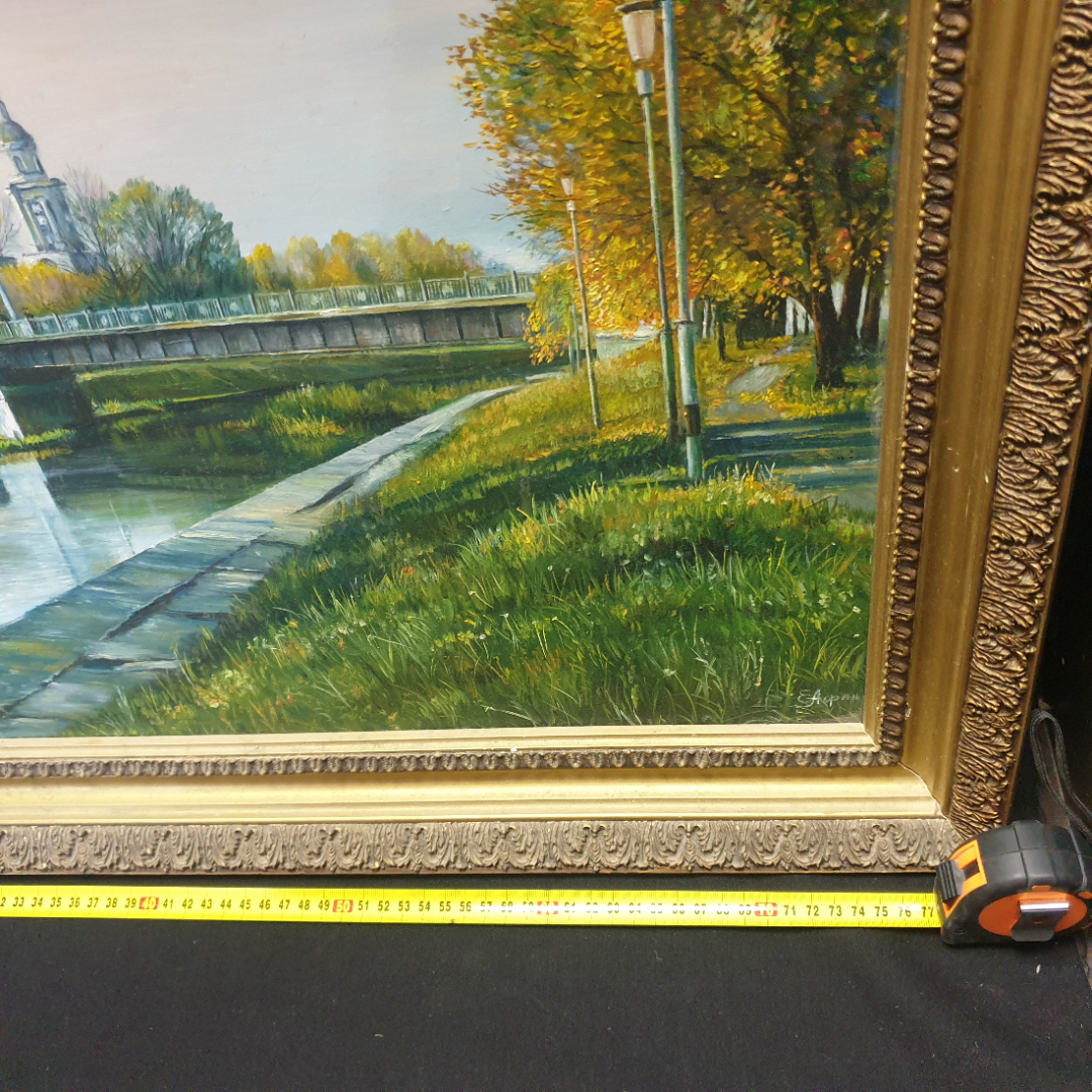 Картина маслом на ДВП, пейзаж с видом на собор Богоявления Господня, размер 80х50 см. Картинка 8